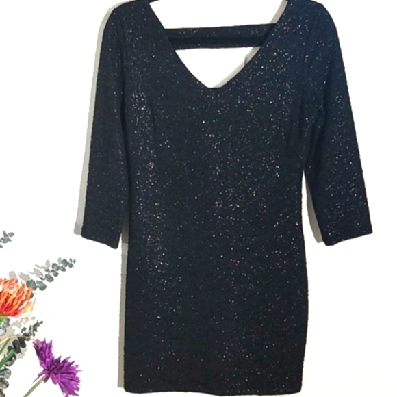 BCBG NWT BLACK SPARKLE MINI DRESS SIZE SMALL - Picture 3 of 13
